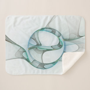 Manta Sherpa Resumen moderno Arte fractal azul turquesa gris