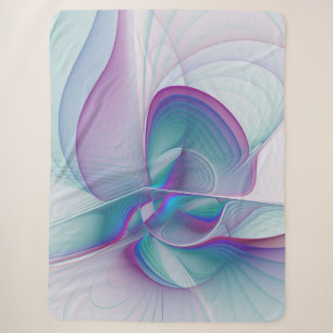 Manta Sherpa Resumen moderno Arte fractal rosa azul turquesa ro