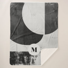 Manta Sherpa Resumen moderno blanco y negro personalizable