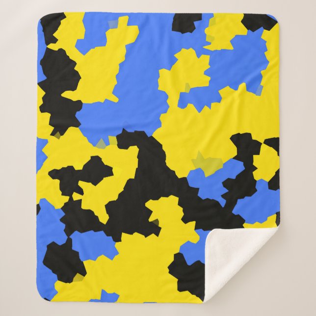 Manta Sherpa Resumen moderno Diseño del patrón amarillo azul ne (Anverso)