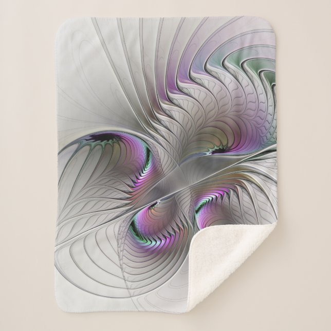 Manta Sherpa Resumen moderno Shy Fantasía Figura Arte Fractal (Anverso)