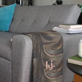 Manta Sherpa Resumen Monograma del patrón de grano de madera rú