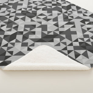 Manta Sherpa Resumen Mosaico geométrico negro y gris moderno