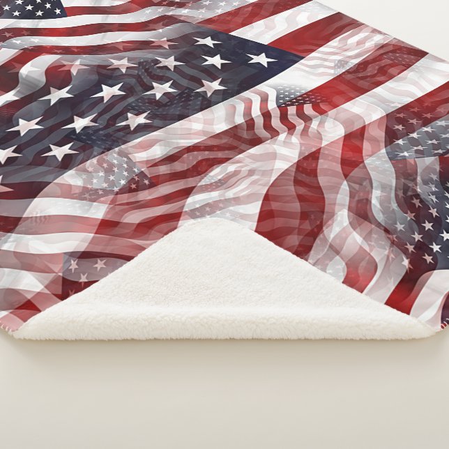 Manta Sherpa Resumen Motif de la bandera azul blanca roja estad (3/4)