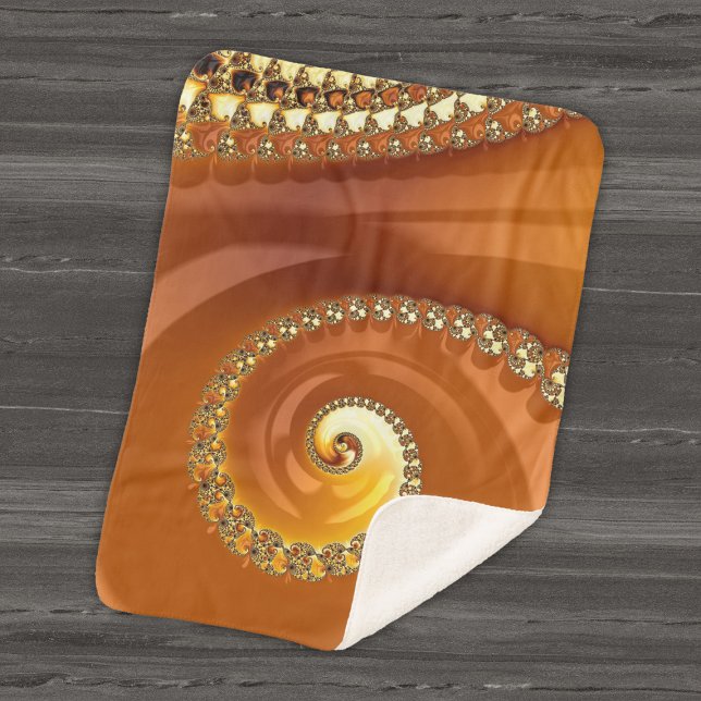 Manta Sherpa Resumen Naranja dorado gradiente espiral fractal (Subido por el creador)