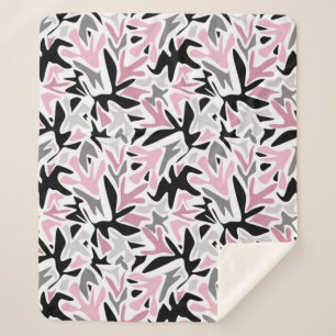 Manta Sherpa Resumen, negro y rosa, joven, píldora moderna de l