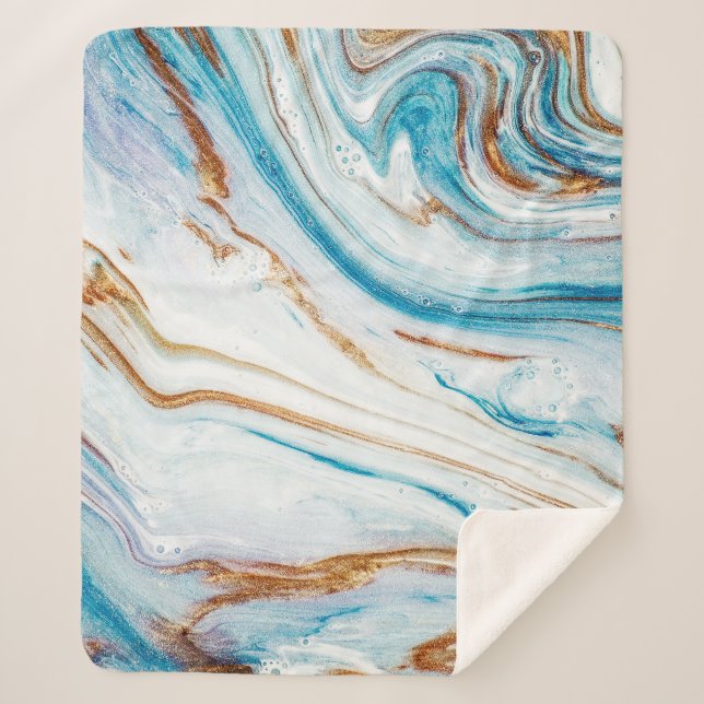 Manta Sherpa Resumen Ocean Luxury Marble Swirls (Anverso)