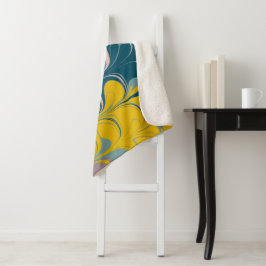 Manta Sherpa Resumen Patrón Ebru moderno de mármol Verde azulad