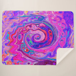 Manta Sherpa Resumen retro púrpura y Naranja Groovy Swirl