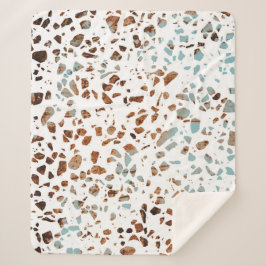 Manta Sherpa Resumen Terrazzo Mosaic Rust Brown & Blue Pattern