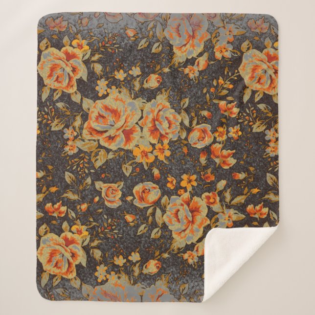 Manta Sherpa Resumen Textura de la línea del lápiz floral (Anverso)