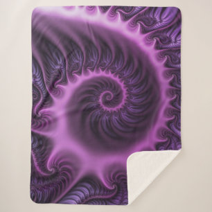 Manta Sherpa Resumen Vivid Guay Pink Purple Fractal Art Spiral