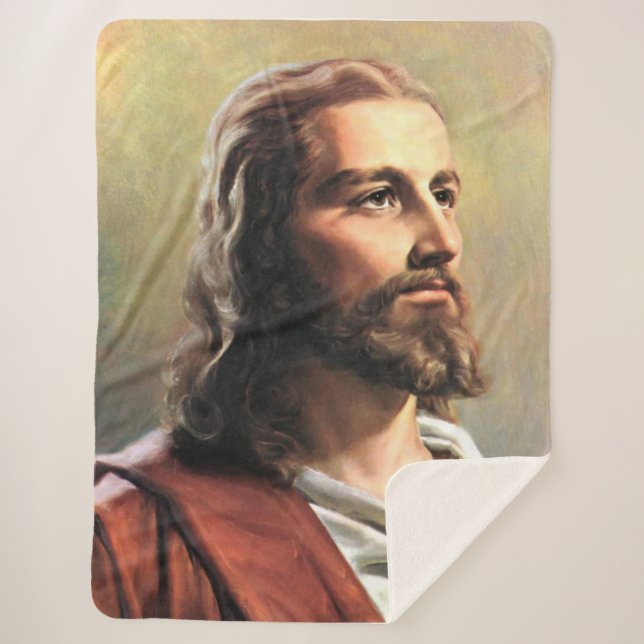 Manta Sherpa Retrato de Jesús (Anverso)