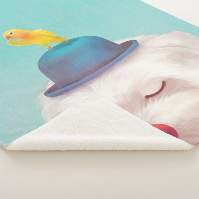 Manta Sherpa Retrato de perro de payaso meditativo (3/4)