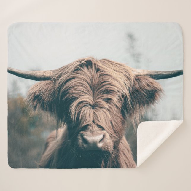 Manta Sherpa Retrato de vaca Highland (Anverso (horizontal))