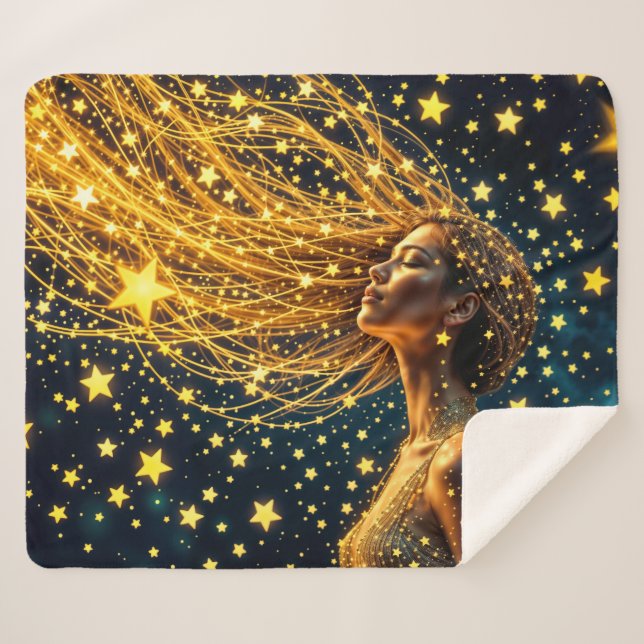 Manta Sherpa Retrato estelar mágico de una mujer de fantasía de (Anverso (horizontal))