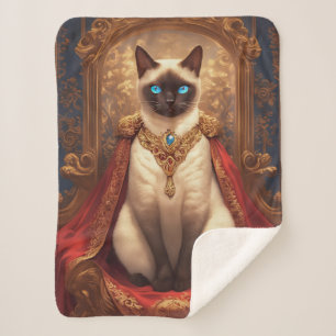 Manta Sherpa Retrato Majestuoso del Gato Siames Real