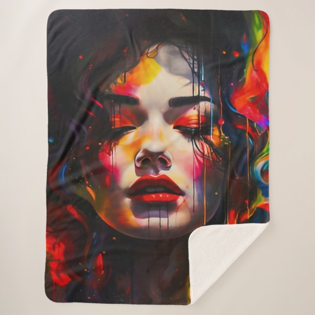 Manta Sherpa Retrato Surrealista Audaz (Anverso)