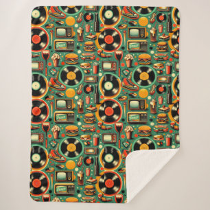 Manta Sherpa Retro Cuties: Pastel caprichoso