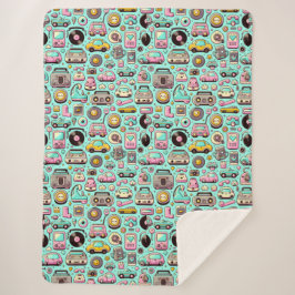 Manta Sherpa Retro Cuties: Pastel caprichoso