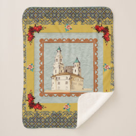 Manta Sherpa Retro de cosecha colorida con encaje y flores