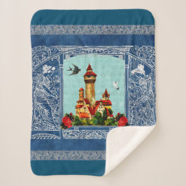 Manta Sherpa Retro de cosecha colorida con encaje y flores