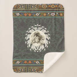 Manta Sherpa Retro de cosecha colorida con encaje y flores
