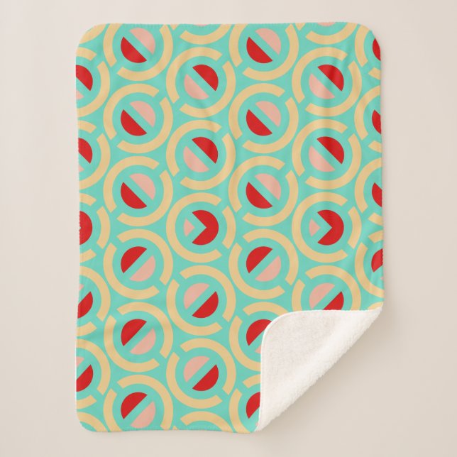 Manta Sherpa Retro de patrón geométrico (Anverso)