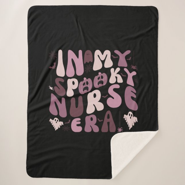 Manta Sherpa Retro en mi fantasmal Halloween de la era de la en (Anverso)