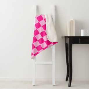 Manta Sherpa Retro geométrico rosa cálido