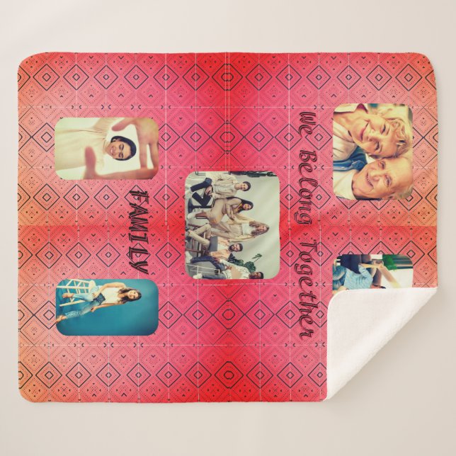 Manta Sherpa Retro Photo Soft Red Diamond (Anverso (horizontal))