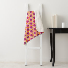Manta Sherpa Retro Pink and Orange Modern Geometric Pattern