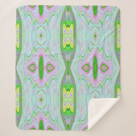 Manta Sherpa Retro Resumen Rosa, Lime Green y Aqua Pattern