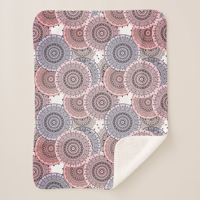 Manta Sherpa Retro, retro, beige, gris y elegante (Anverso)