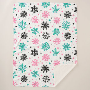 Manta Sherpa Retro Snowflakes