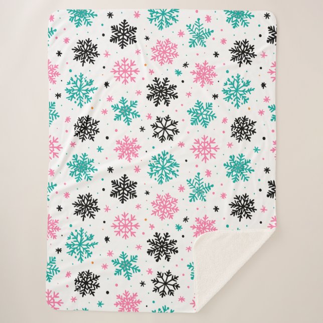 Manta Sherpa Retro Snowflakes (Anverso)