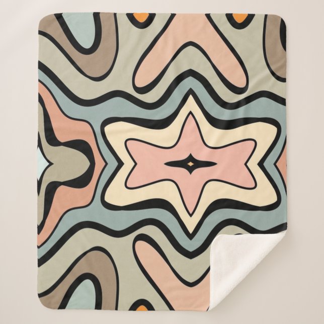 Manta Sherpa Retro Starburst Abstract Art Throw Blanket (Anverso)