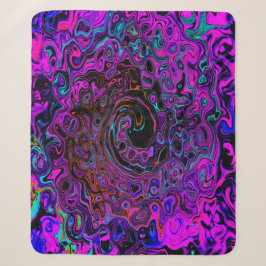 Manta Sherpa Retro Torbellino Líquido Negro y Magenta Alucinant