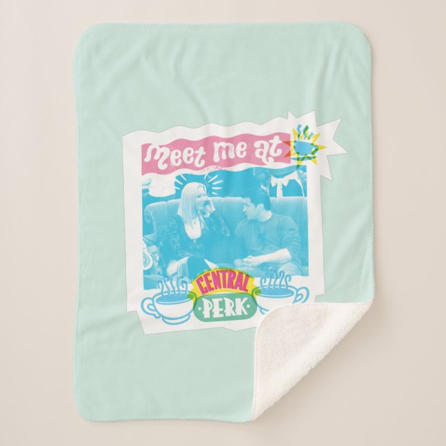 Manta Sherpa Reúnete conmigo en Central Perk Neon Graphic (Anverso)