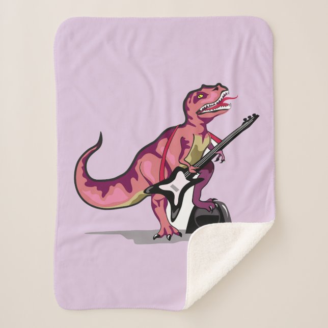 Manta Sherpa Rex Tyrannosaurus Tocando La Guitarra. (Anverso)