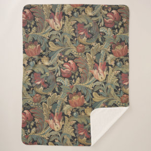 Manta Sherpa Rich Floral Tapestry Brocade Antiguo Clásico