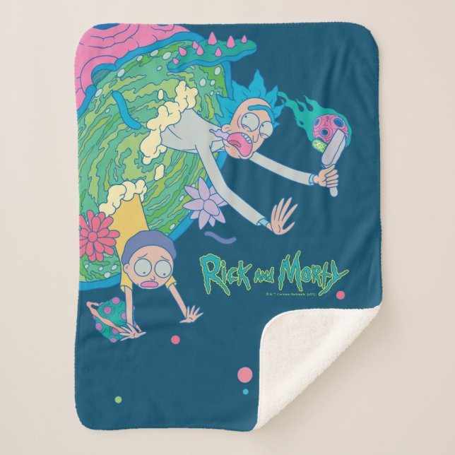 Manta Sherpa RICK AND MORTY™ | Abandonar El Portal Infectado (Anverso)