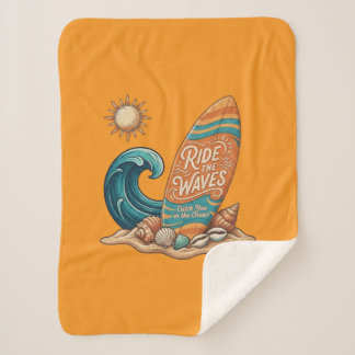 Manta Sherpa Ride the Waves Surfboard Illustration - Sunny Coas
