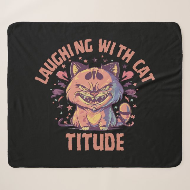 Manta Sherpa Riendo con actitud de gato (Anverso (horizontal))