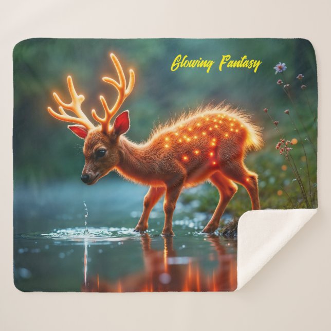 Manta Sherpa Río de bebidas mágicas de ciervos resplandecientes (Anverso (horizontal))