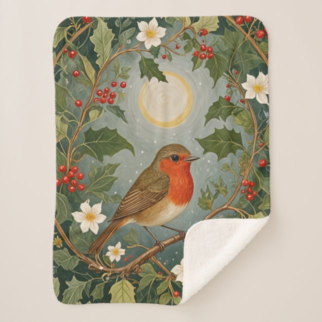 Manta Sherpa Robin y Holly festivos (Anverso)