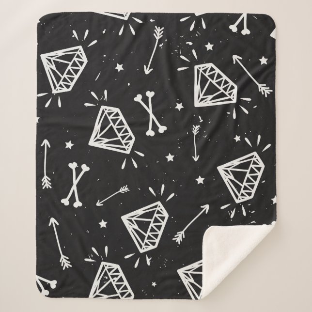 Manta Sherpa Roca gruesa: diamantes, patrón de huesos. (Anverso)