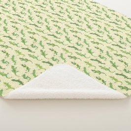 Manta Sherpa Rock Climbing Geckos en amarillo - patrón sin fisu