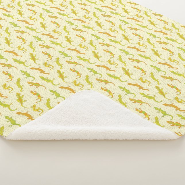 Manta Sherpa Rock Climbing Geckos en amarillo - patrón sin fisu (3/4)