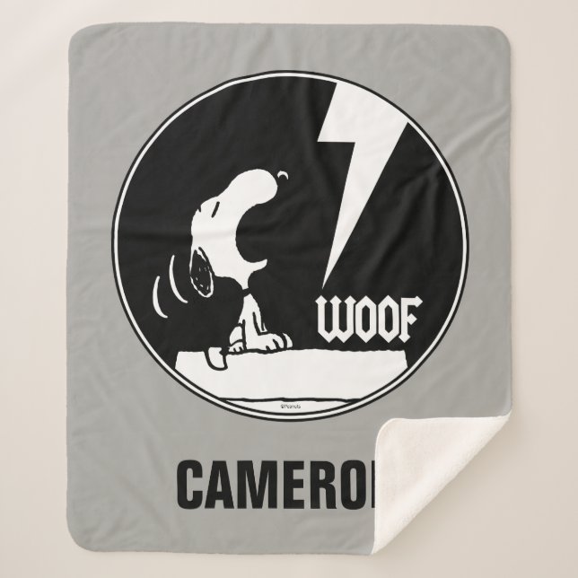 Manta Sherpa Rock Tees | Snoopy Howling | Añadir su nombre (Anverso)